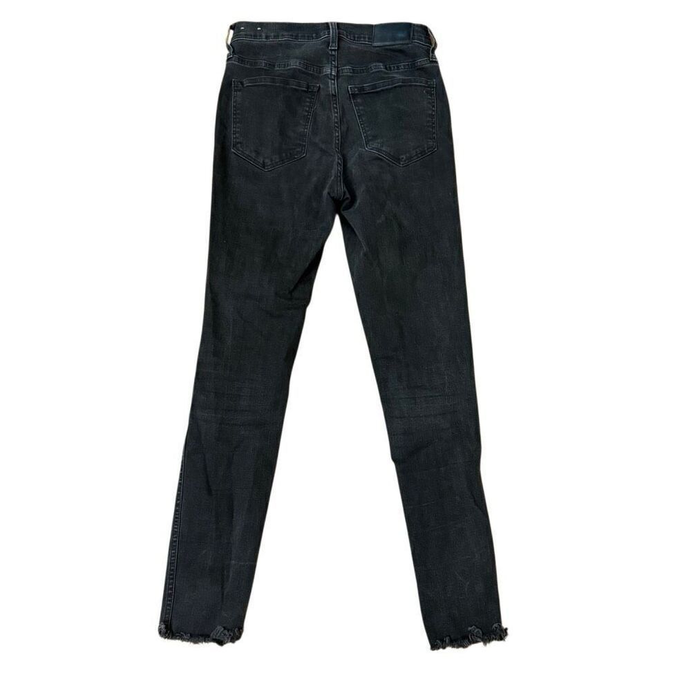 Madewell 10” High Rise Skinny Jeans Button Fly Black Raw Hem Size 25 - Picture 2 of 6